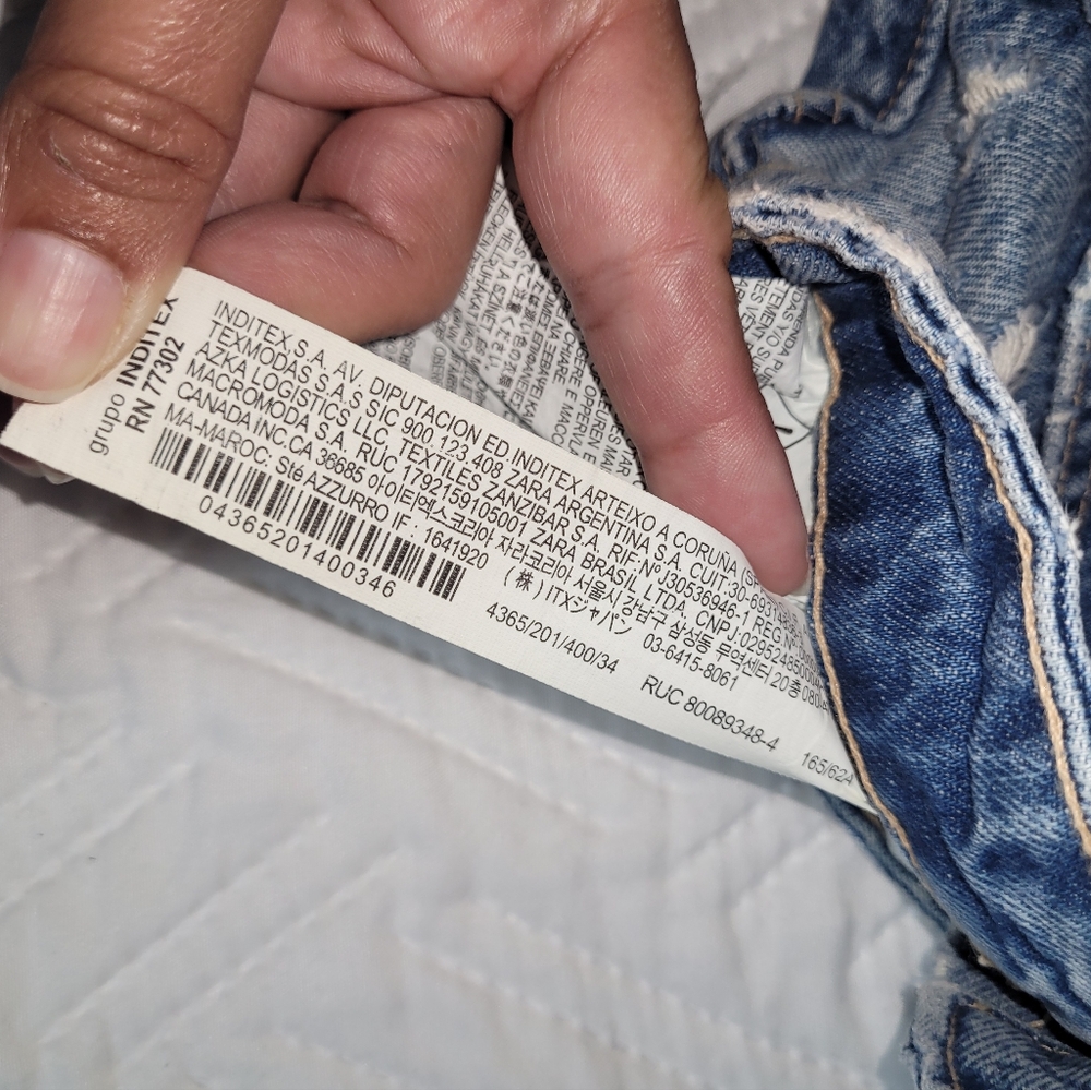 Zara Size 2  Blue Jean Shorts Distressed High-Waisted. New. - Picture 7 of 10